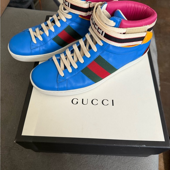 Gucci Blue High-Top Sneakers - Picture 1 of 8
